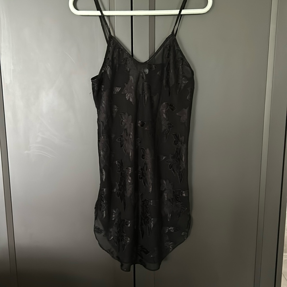 Black Slip / Negligee Sheer with Aplique - Size S- Excellent Condition